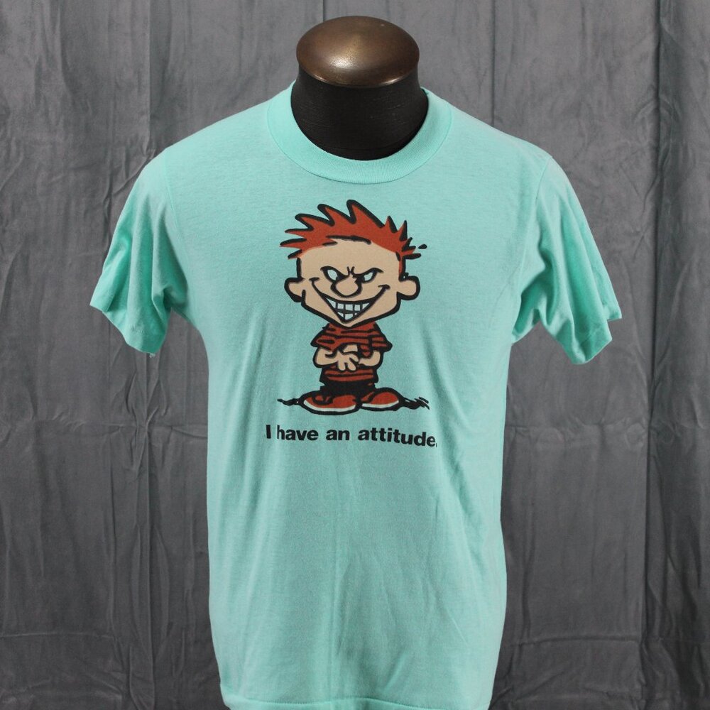 Vitnage Graphic T-shirt Calvin I Have an Atittude - Men's Medium
